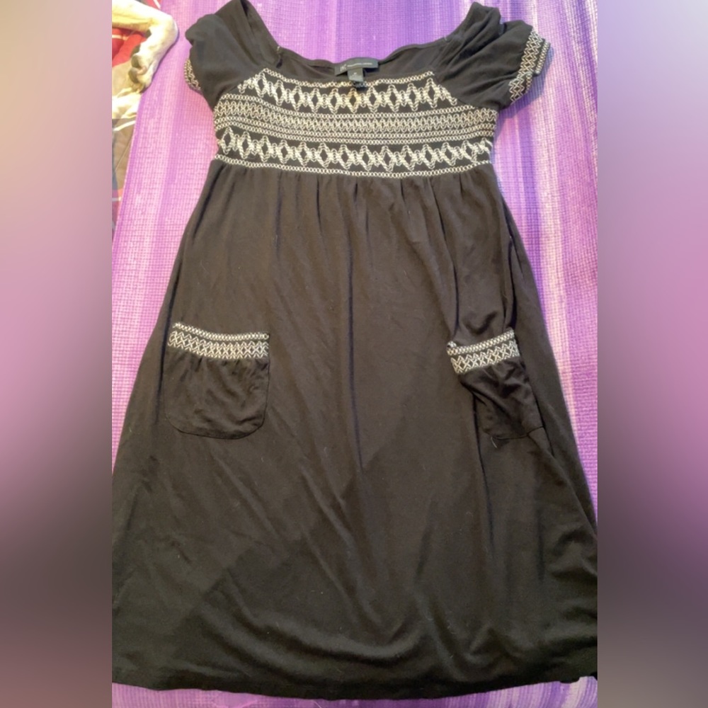 International Concepts Black Embroidered Dress